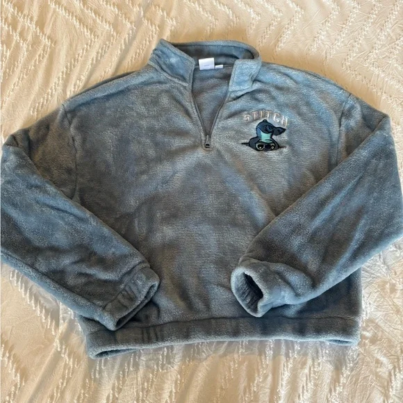 Disney Stitch Light Blue Fleece Jacket - Picture 1 of 7